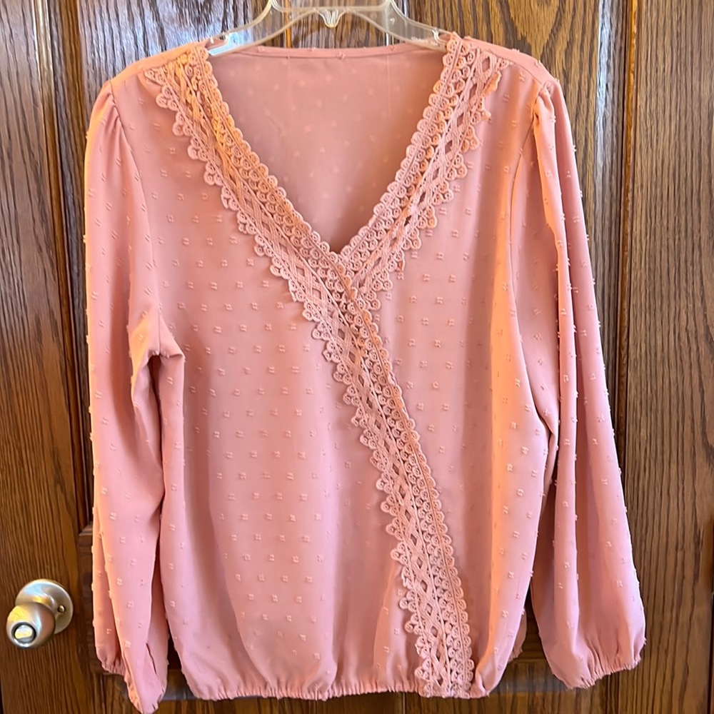 Beautiful large blouse.  Light rose color.